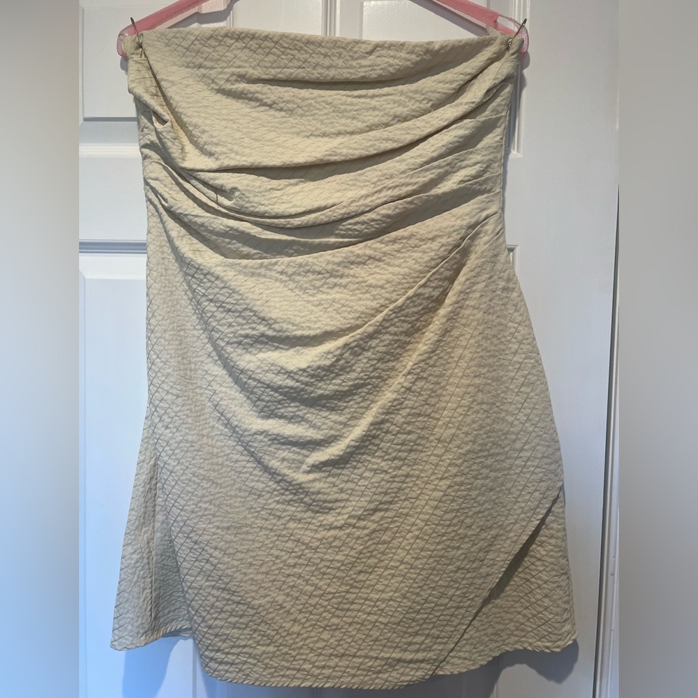 Strapless cream cocktail dress